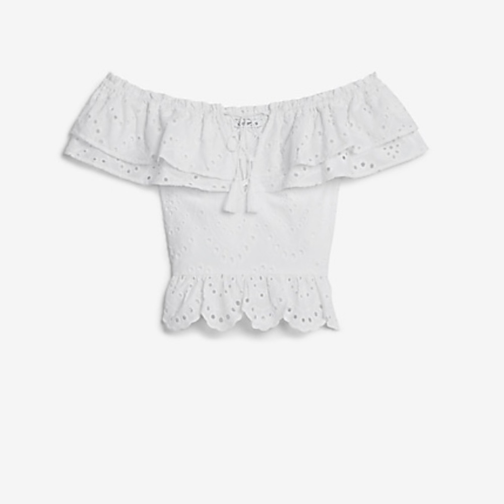 Express Off The Shoulder Eyelet Lace Top
